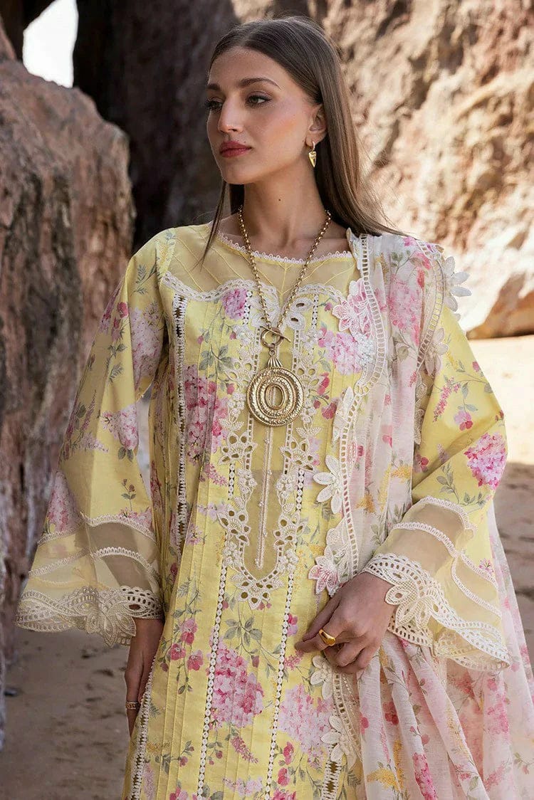 Pure Lawn Yellow Lawn Embroidered Dress - LL306