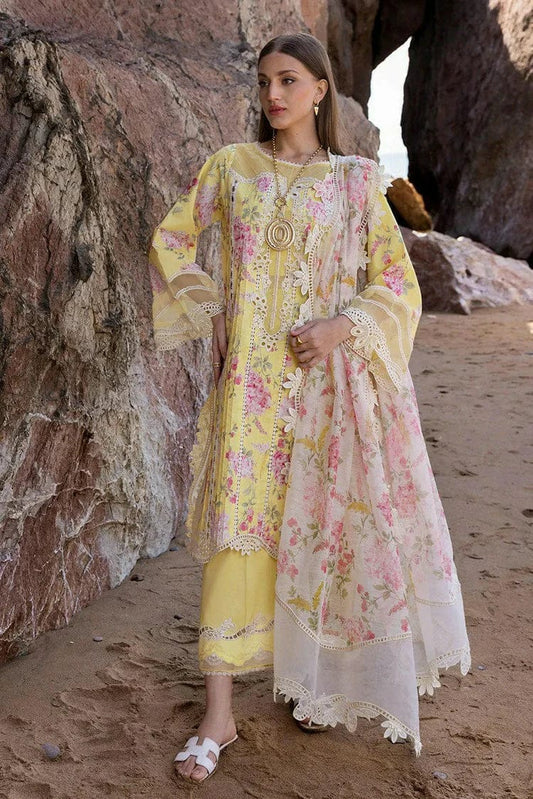 Pure Lawn Yellow Lawn Embroidered Dress - LL306
