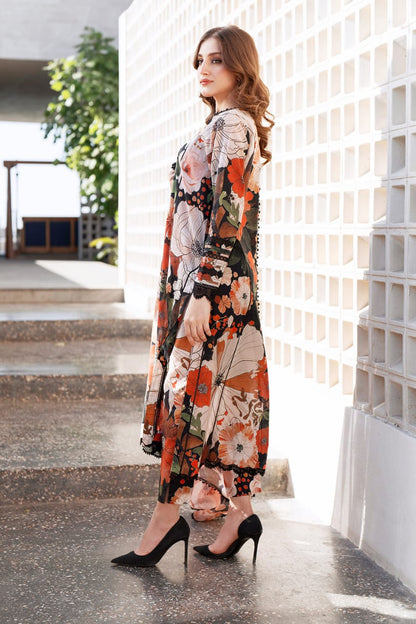Pure Lawn Black Multi Embroidered Dress - LL311