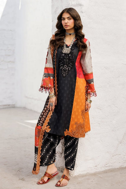 Pure Lawn Black Embroidered Dress - LL327