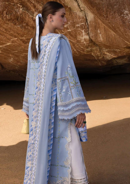 Pure Lawn Sky Blue Embroidered Dress - LL312