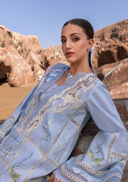 Pure Lawn Sky Blue Embroidered Dress - LL312