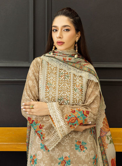 Pure Lawn Skin Embroidered Dress - LL329