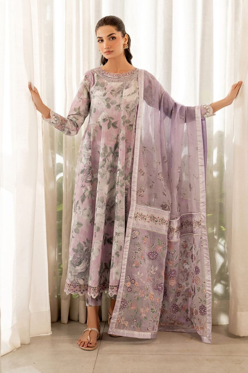 Pure Lawn Light Pink Embroidered Dress - LL331