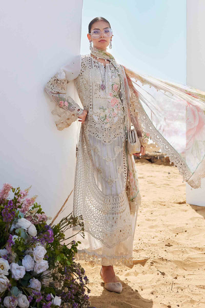 Pure Lawn Off White Chickenkari Dress - LL381