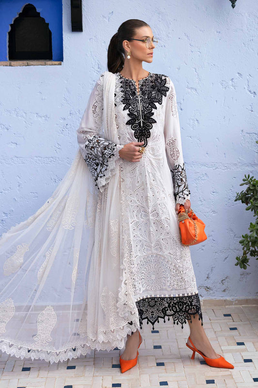 Pure Lawn Off White Embroidered Dress - LL248