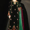 Pure Velvet Bottle Green Embroidered Dress - VC026