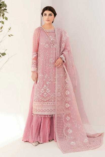 Pure Net Flamingo Pink Embroidered Dress - WW288