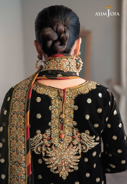 Pure Velvet Black Embroidered Dress - VC012