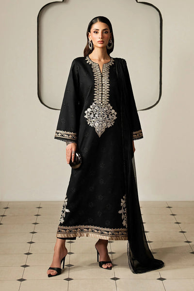 Pure Luxury Black Lawn Embroidered Eid Outfit - LL453