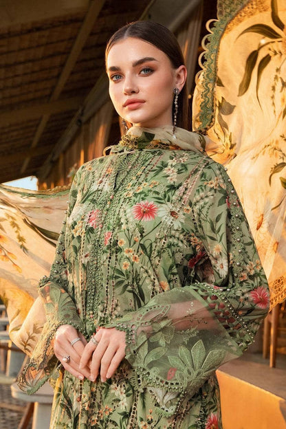 Pure Lawn Green Embroidered Dress - LL371