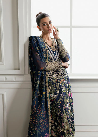Pure Chiffon Midnight Blue Embroidered Dress : WW278