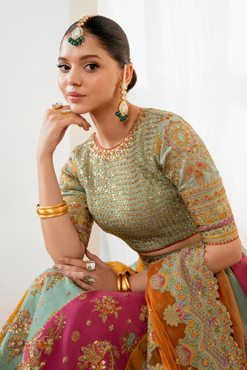 Premium Silk Embroidered Mehendi Dress - WW305