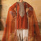 Pure Raw Silk Rust Orange Embroidered Dress - WW601