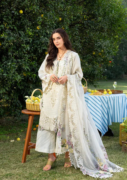 Pure Luxury Lawn Pearl White Embroidered Eid Outfit - LL463