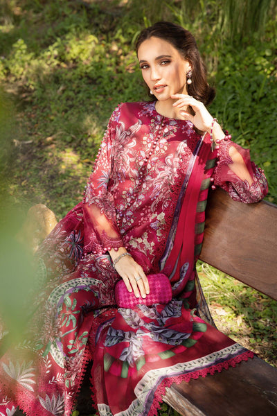 Pure Lawn Red Embroidered Dress - LL374
