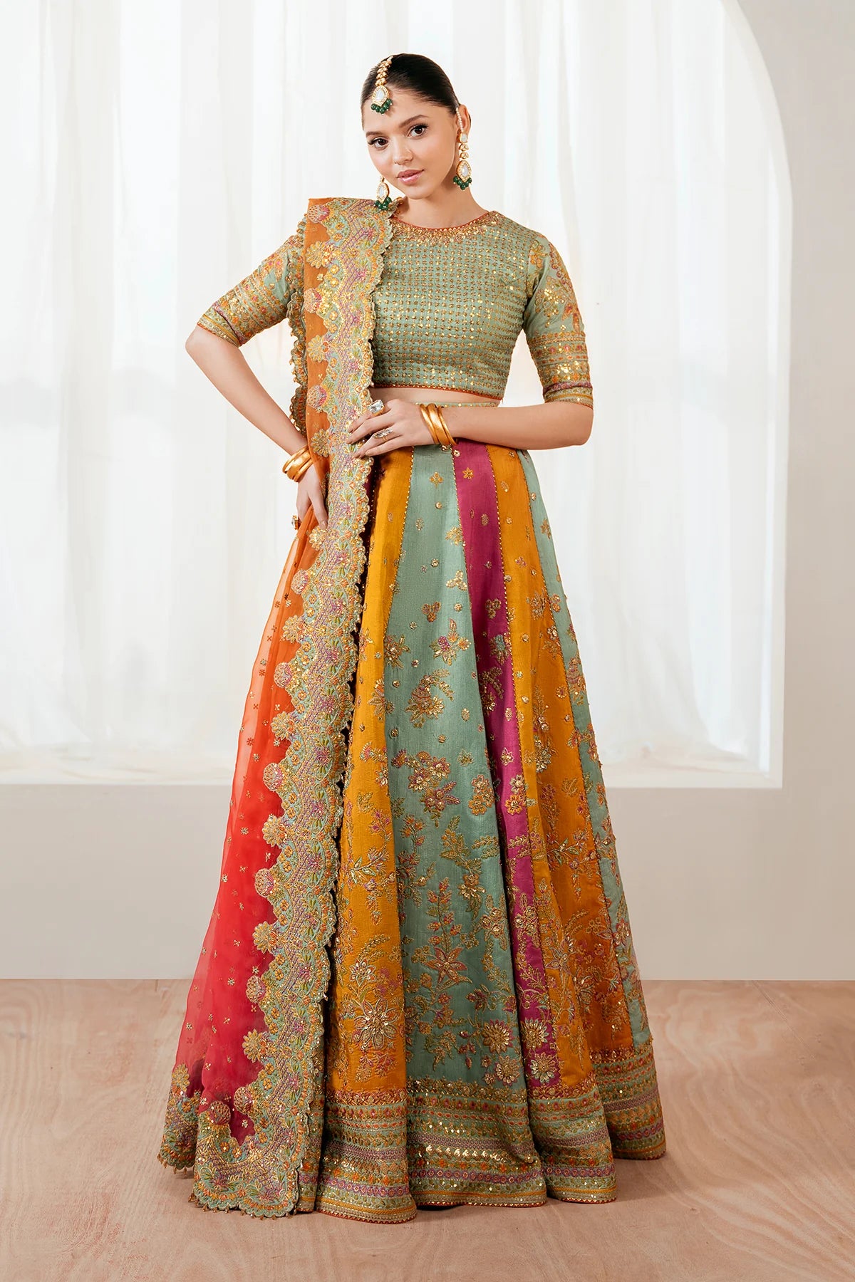 Premium Silk Embroidered Mehendi Dress - WW305