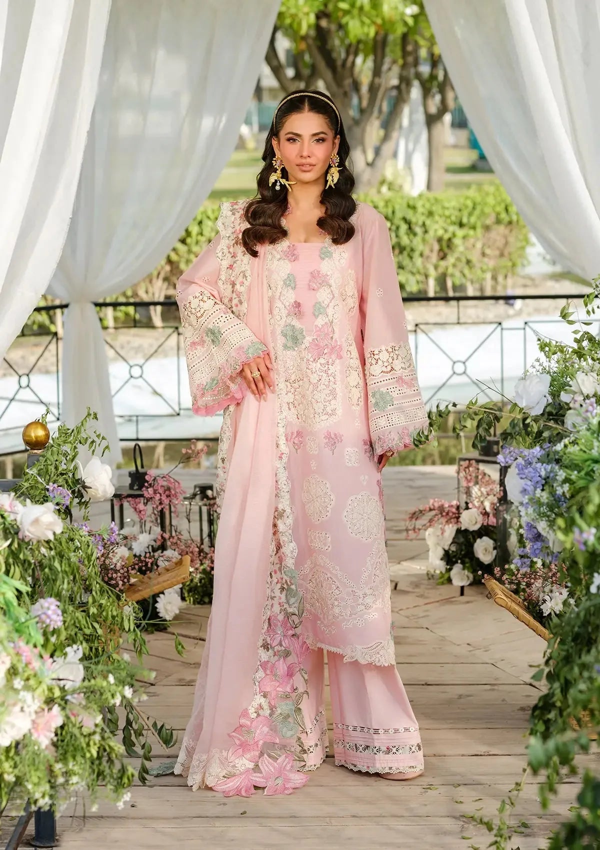 Pure Lawn Pink Chickenkari Eid Outift - LL367
