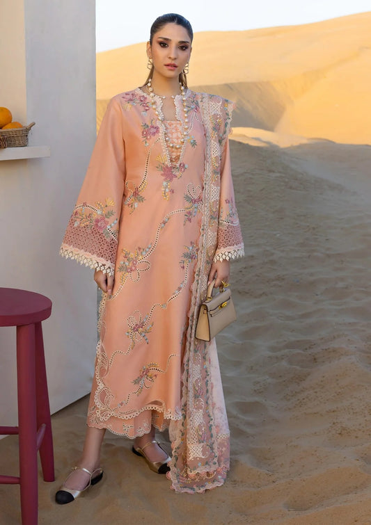 Pure Lawn Peach Pink Chickenkari Dress - LL376