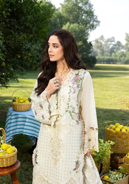 Pure Luxury Lawn Pearl White Embroidered Eid Outfit - LL463