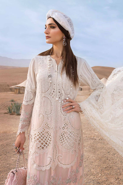 Pure Lawn Off White Chickenkari Dress : LL298