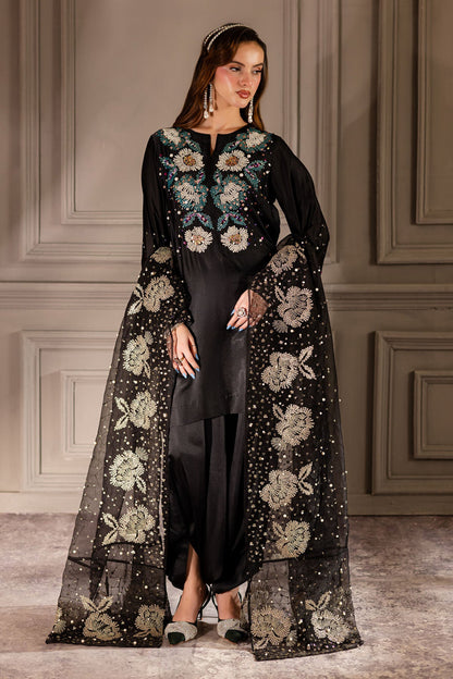 Pure Lawn Black Embroidered Dress : LL281