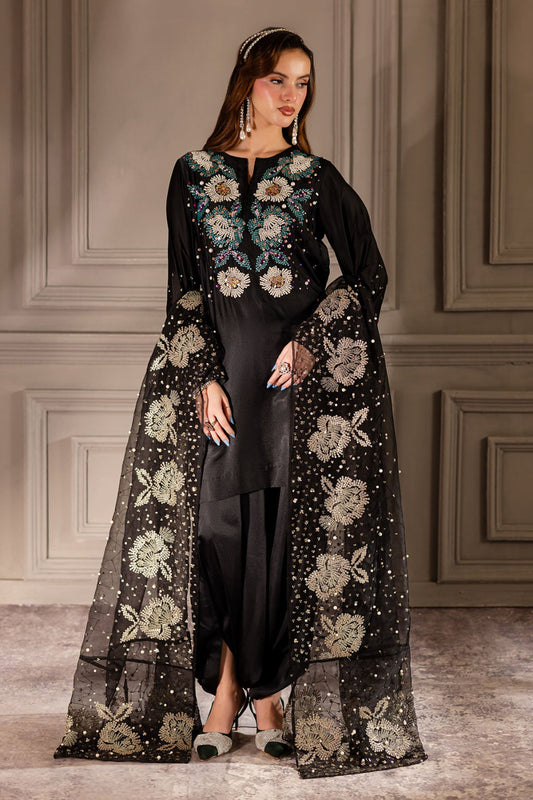 Pure Lawn Black Embroidered Dress : LL281