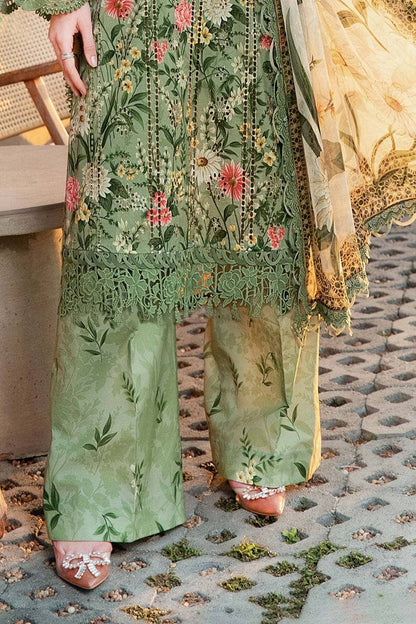 Pure Lawn Green Embroidered Dress - LL371