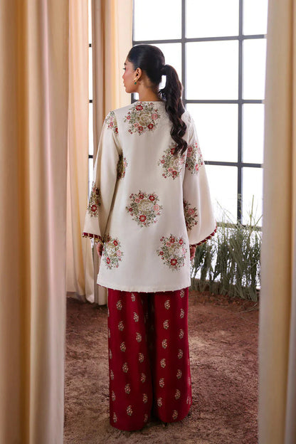 Pure Raw Silk Embroidered Dress with Hand Bag - PW220