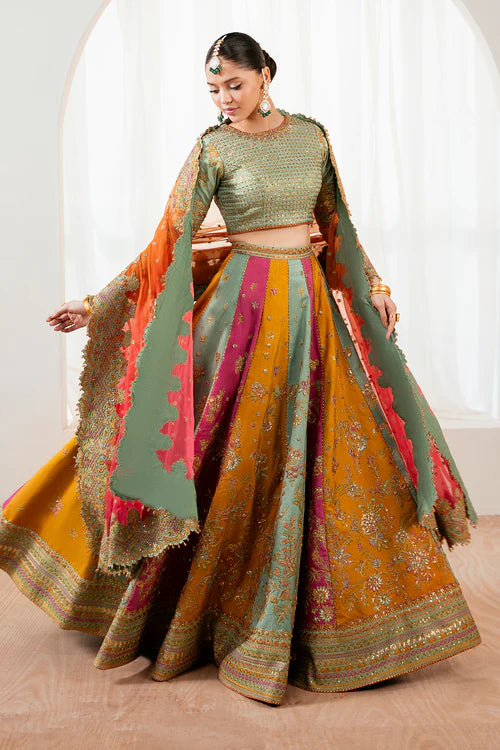 Premium Silk Embroidered Mehendi Dress - WW305