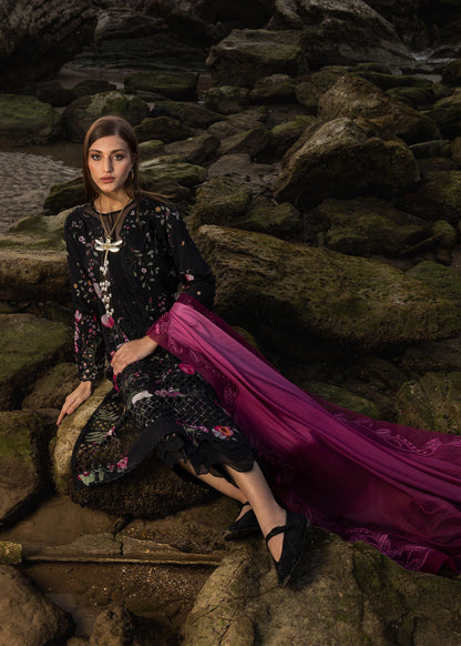 Pure Swiss Lawn Black Chickenkari Dress - LL382
