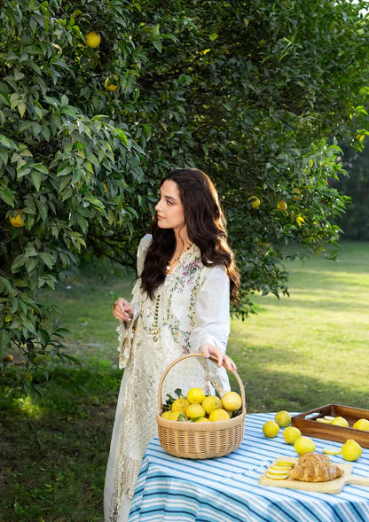 Pure Luxury Lawn Pearl White Embroidered Eid Outfit - LL463
