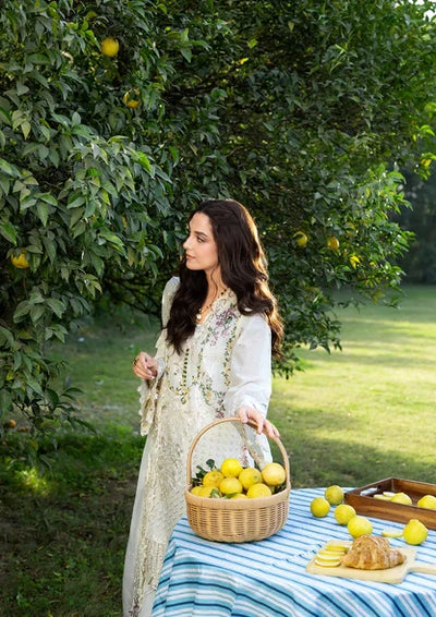 Pure Luxury Lawn Pearl White Embroidered Eid Outfit - LL463