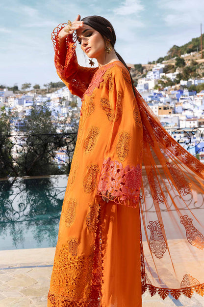 Pure Lawn Orange Chickenkari Dress - LL255