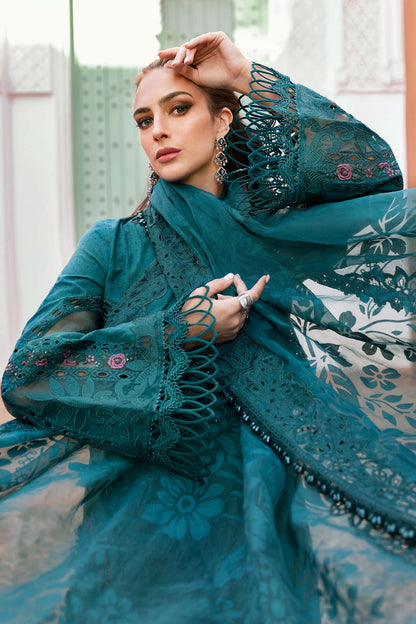 Pure Lawn Teal Green Chickenkari Dress : LL297