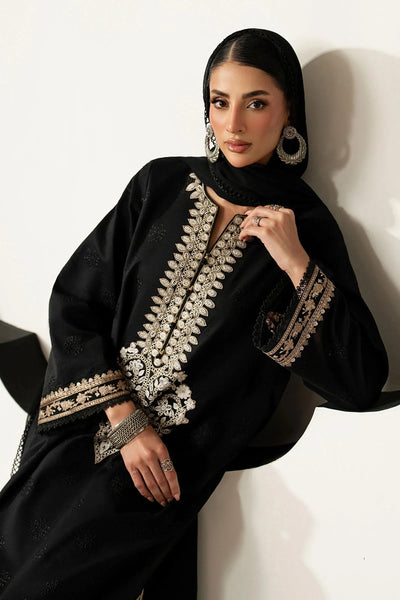Pure Luxury Black Lawn Embroidered Eid Outfit - LL453