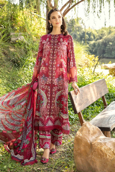 Pure Lawn Red Embroidered Dress - LL374