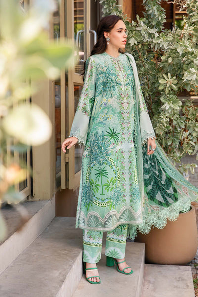 Pure Lawn Green Embroidered Dress - LL375