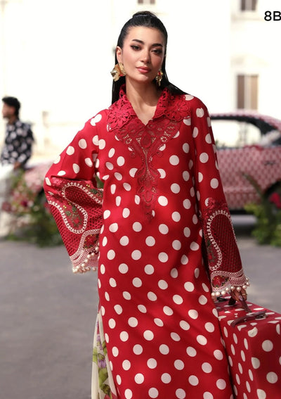 Pure Luxury Red Silk Embroidered Eid Outfit - LL454