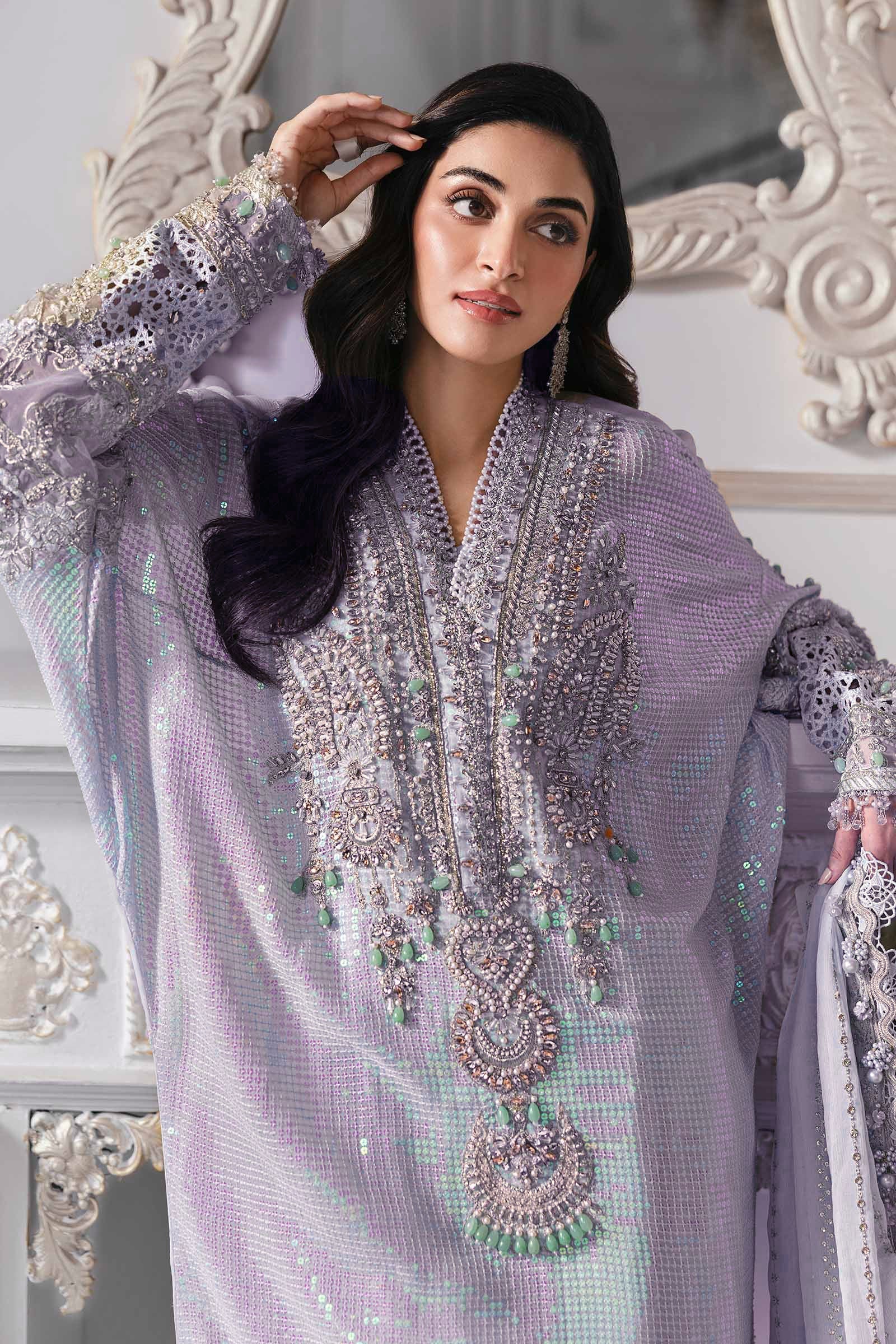 Pure Chiffon Lilac Adda Work Kaftan Style Wedding Dress - WW428