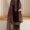 Pure Velvet Mahroon Embroidered Dress - VC023