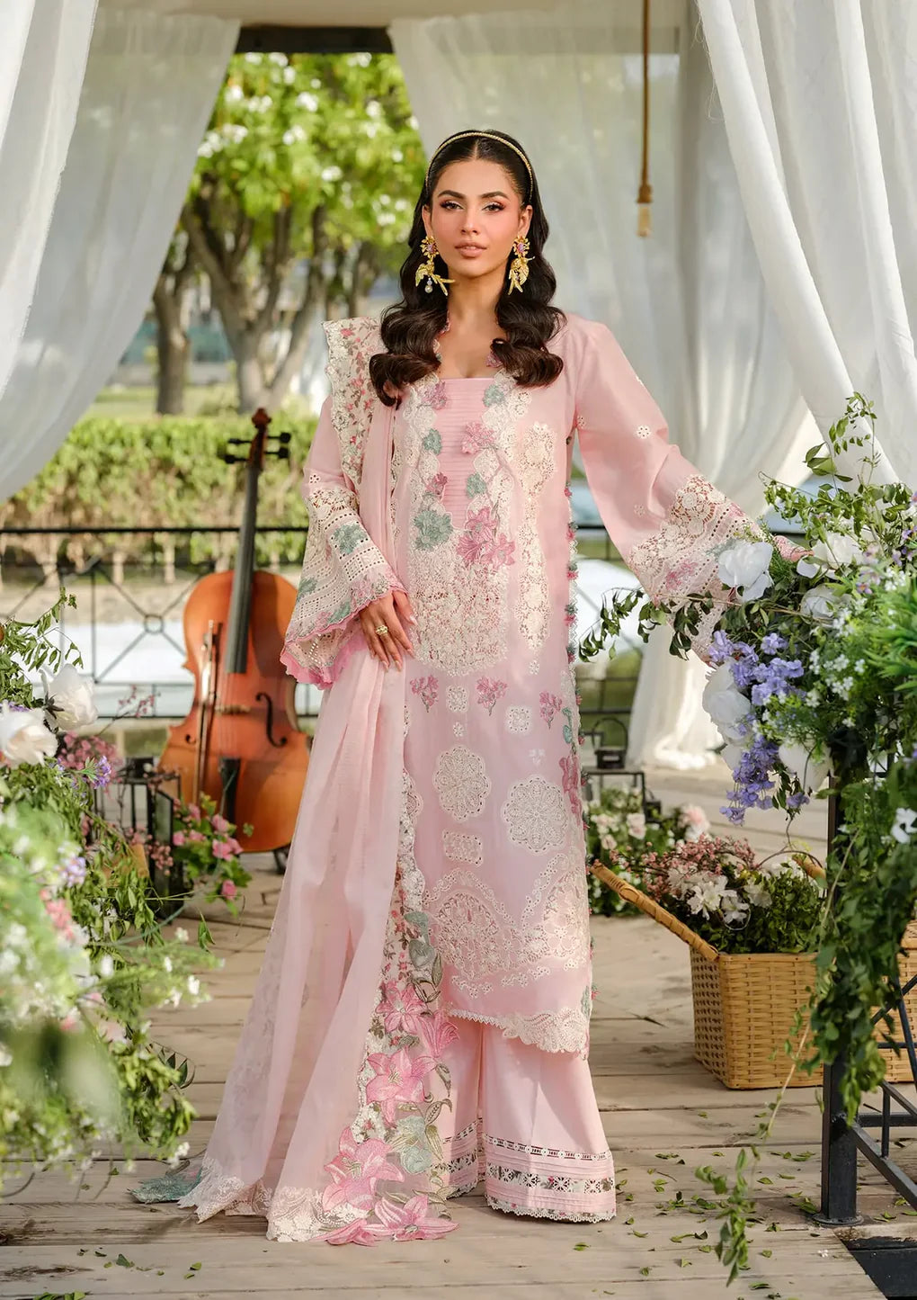 Pure Lawn Pink Chickenkari Eid Outift - LL367