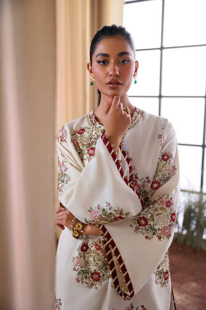 Pure Raw Silk Embroidered Dress with Hand Bag - PW220