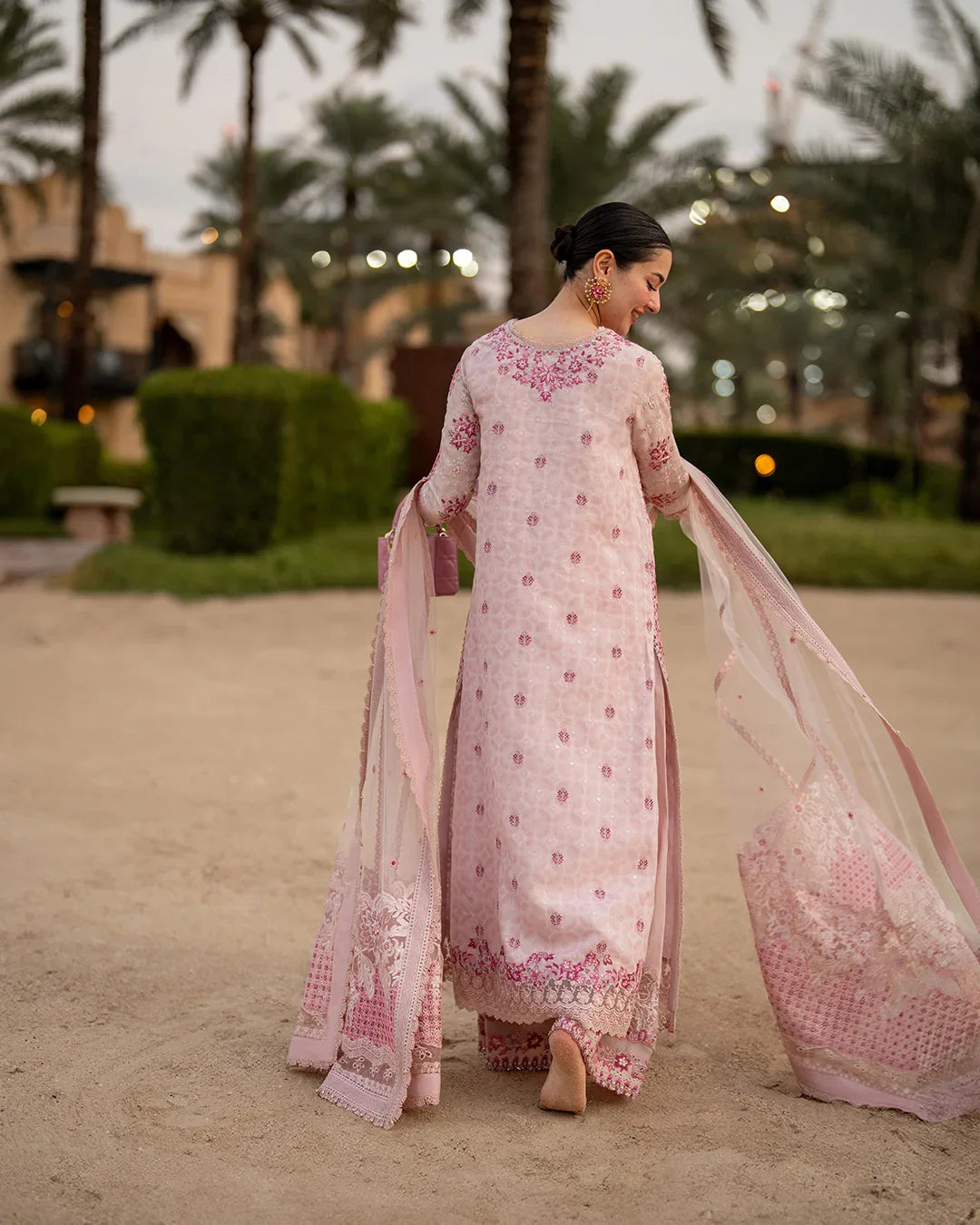 Pure Luxury Lawn Baby Pink Embroidered Eid Outfit - LL460