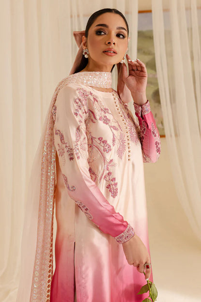 Pure Raw Silk White Embroidered Dress - WW319