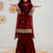 Pure Chiffon Embroidered Mahroon Kids Outfit - RS006