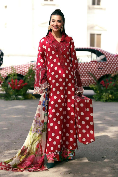 Pure Luxury Red Silk Embroidered Eid Outfit - LL454