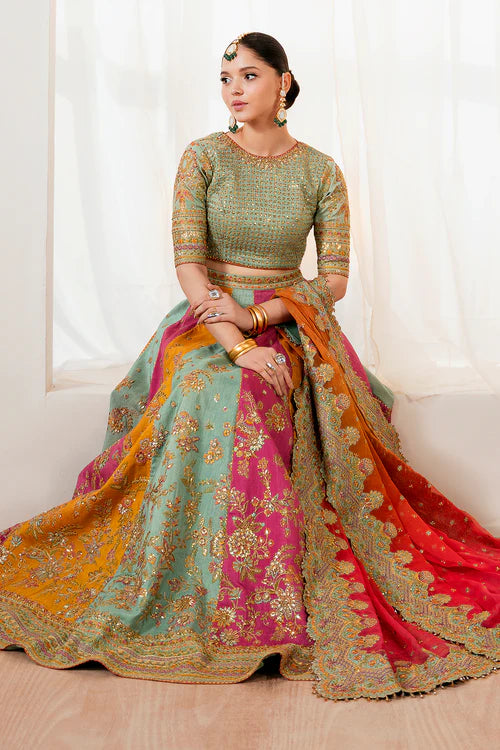 Premium Silk Embroidered Mehendi Dress - WW305