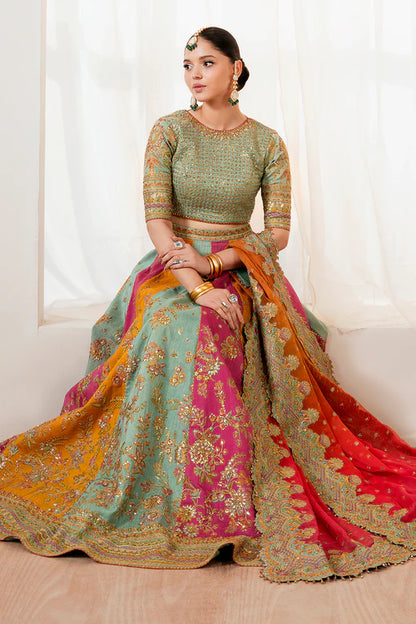 Premium Silk Embroidered Mehendi Dress - WW305