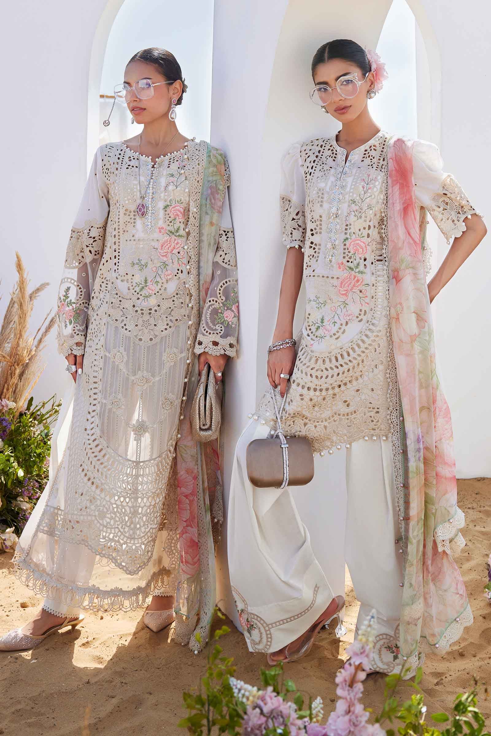 Pure Lawn Off White Chickenkari Dress - LL381